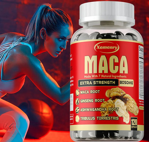 Maca Root Capsules - with Ginseng & Ashwagandha, to Support Energy, Endurance and Performance, Muscle Mass Improve