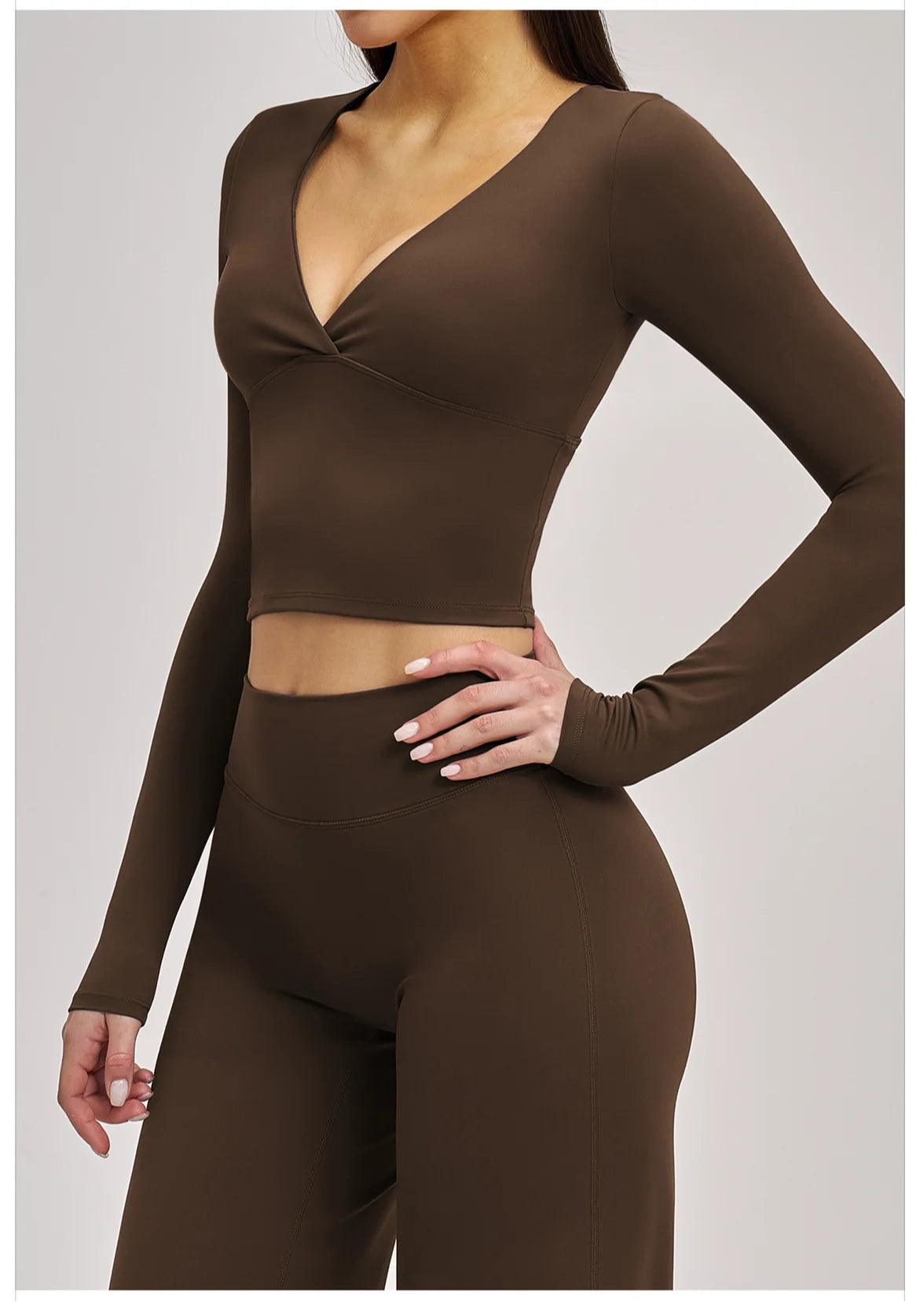 JUREN Yoga Long Sleeve Workout Top Gym Pilates Clothes Women Active Wear Sports Shirt Elastic Fitness Yoga Casual Running Shirts