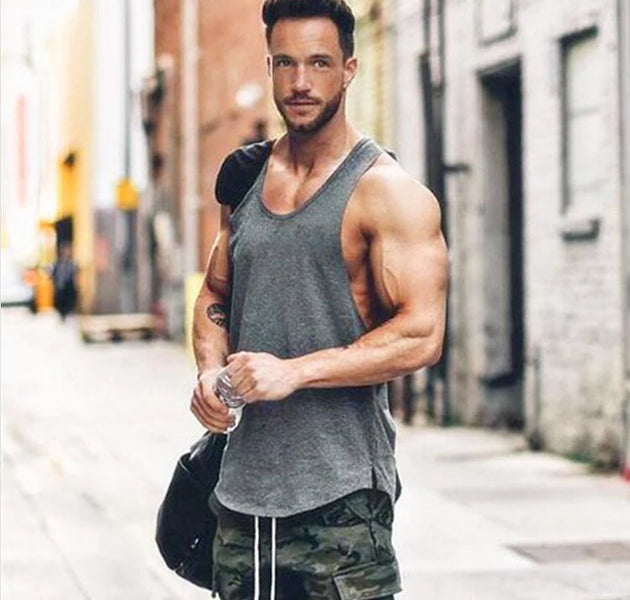 Cotton Breathable Sleeveless T-Shirt Gym Fitness Bodybuilding Training Clothing Mens Running Sport Solid Color Muscle Tank Tops