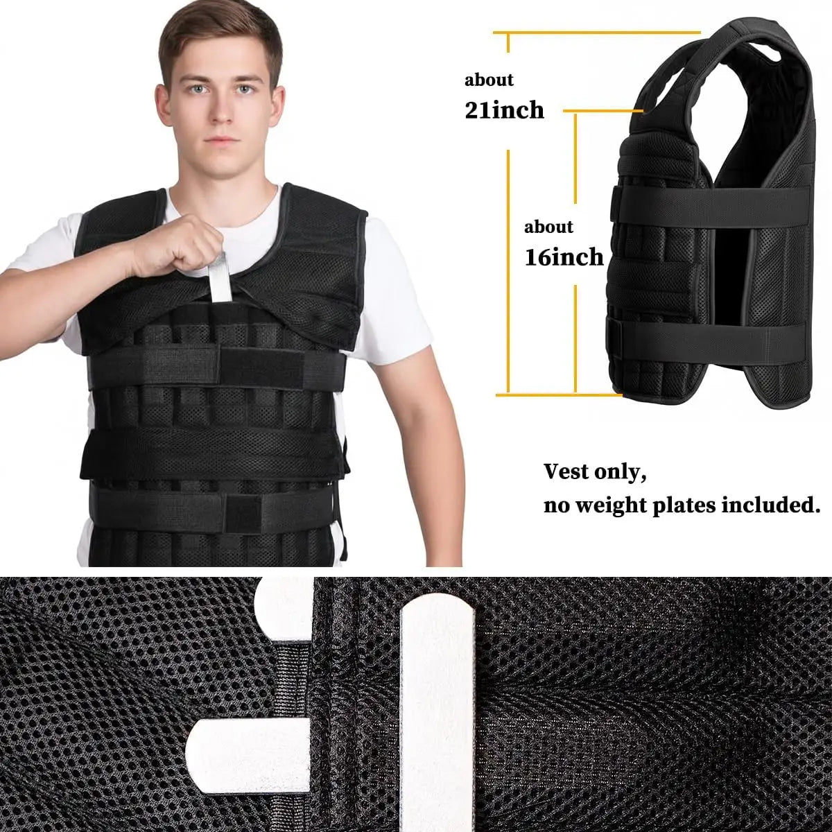 Adjustable 20kg Weight Vest Resistance Fits Men & Women Weight Training Vest Comfortable Strength Training Running Fitness