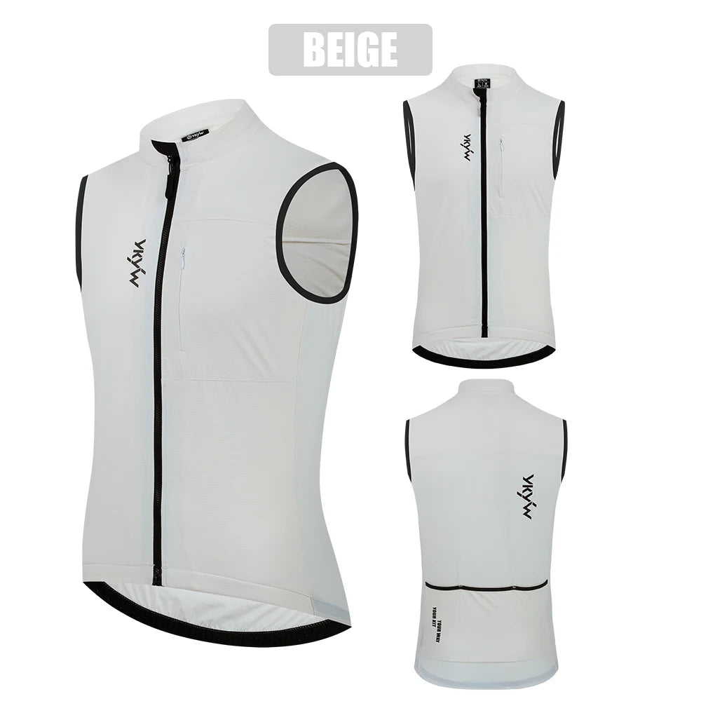 YKYW Cycling Vest Winter Waterproof Fleece Liner Rear Anti-slip Gripper Thermal Windproof Moisture Wicking 4 Pockets 7 color