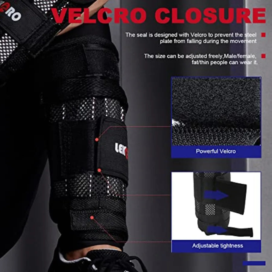 Adjustable Wrist Ankle Weights with Removable Steel Bars 1 Pair Arm Leg Weights for Men Women No Sand Leakage for Walking Joggi