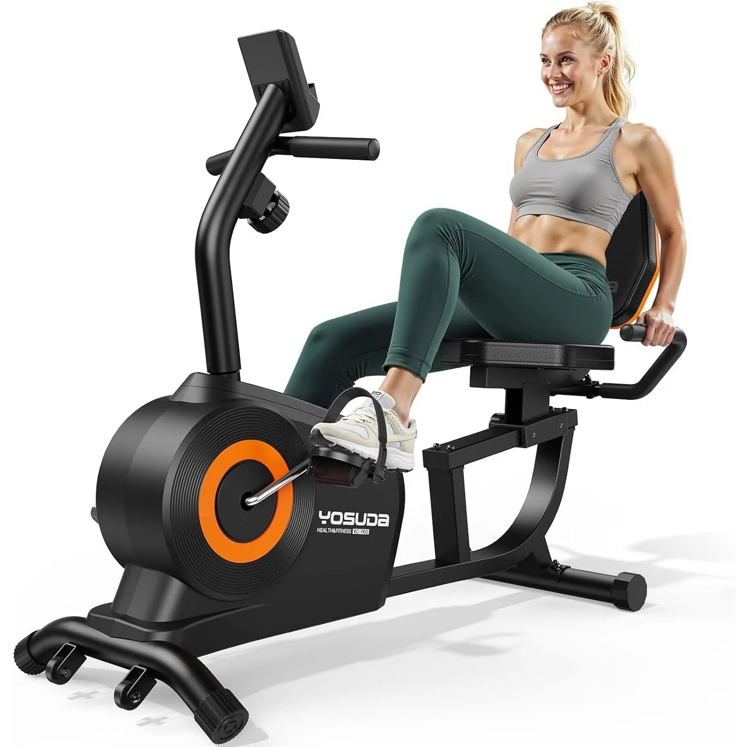 YOSUDA Recumbent Exercise Bike for Home,Magnetic Staionary Bike with Adjustable Seat,350LB Capacity,LCD Monitor
