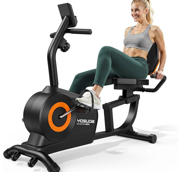 YOSUDA Recumbent Exercise Bike for Home,Magnetic Staionary Bike with Adjustable Seat,350LB Capacity,LCD Monitor