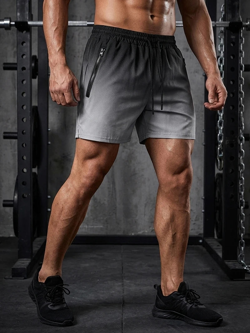 Men's Gym Workout Running Shorts with Zipper Pockets Mesh Liner Summer Sports Athletic Quick Dry Stretchy Shorts Swim Trunks