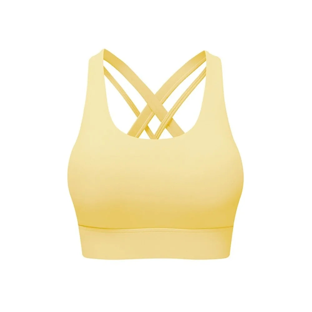 Active Wear Yoga Sports Bra Fixed Cup Tank Tops Fitness Underwear Breathable Sweat Absorbing Women Workout Bra Exercise