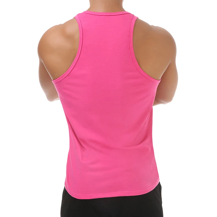 Muscle Tank Vest Men's Sports Sleeveless Shirts Sexy Deep V Neck Loose Summer Vests Solid Color T Shirts Fitness Gmy Tops