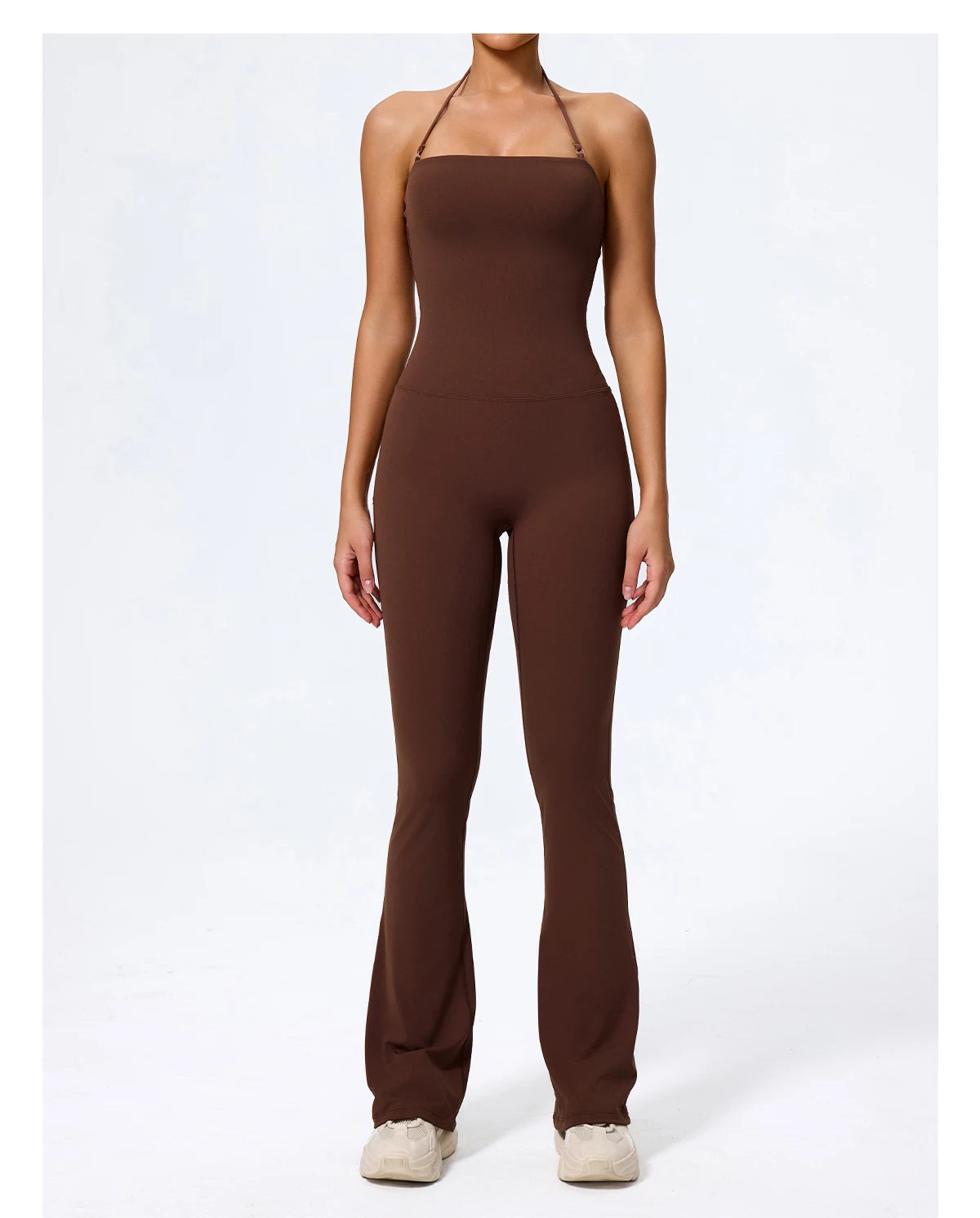 Ctenkevet New Women Sleeveless Hang Neck Jumpsuit Backless Flared Activewear Female Yoga Clothes Sport Outfit For Woman Overalls