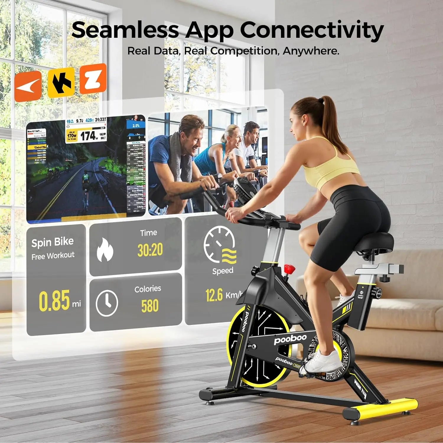 Magnetic Exercise Bike, Quiet Stationary Bike with APP and 350lbs Weight Capacity, Indoor Cycling Bike with LCD, Customized