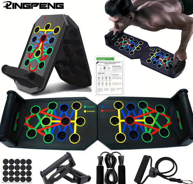 Portable Multifunctional Push-up Board Set With Handles Foldable Fitness Equipment For Chest Abdomen Arms And Back Training