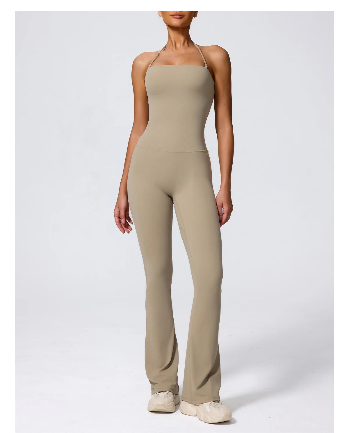 Ctenkevet New Women Sleeveless Hang Neck Jumpsuit Backless Flared Activewear Female Yoga Clothes Sport Outfit For Woman Overalls
