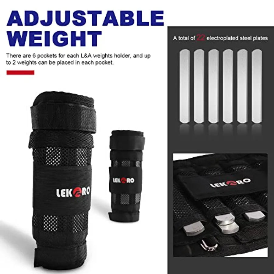 Adjustable Wrist Ankle Weights with Removable Steel Bars 1 Pair Arm Leg Weights for Men Women No Sand Leakage for Walking Joggi
