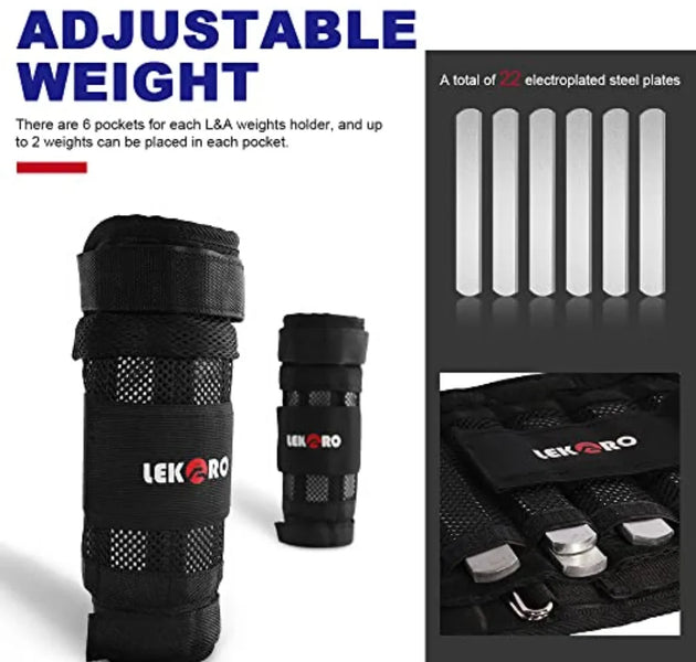 Adjustable Wrist Ankle Weights with Removable Steel Bars 1 Pair Arm Leg Weights for Men Women No Sand Leakage for Walking Joggi