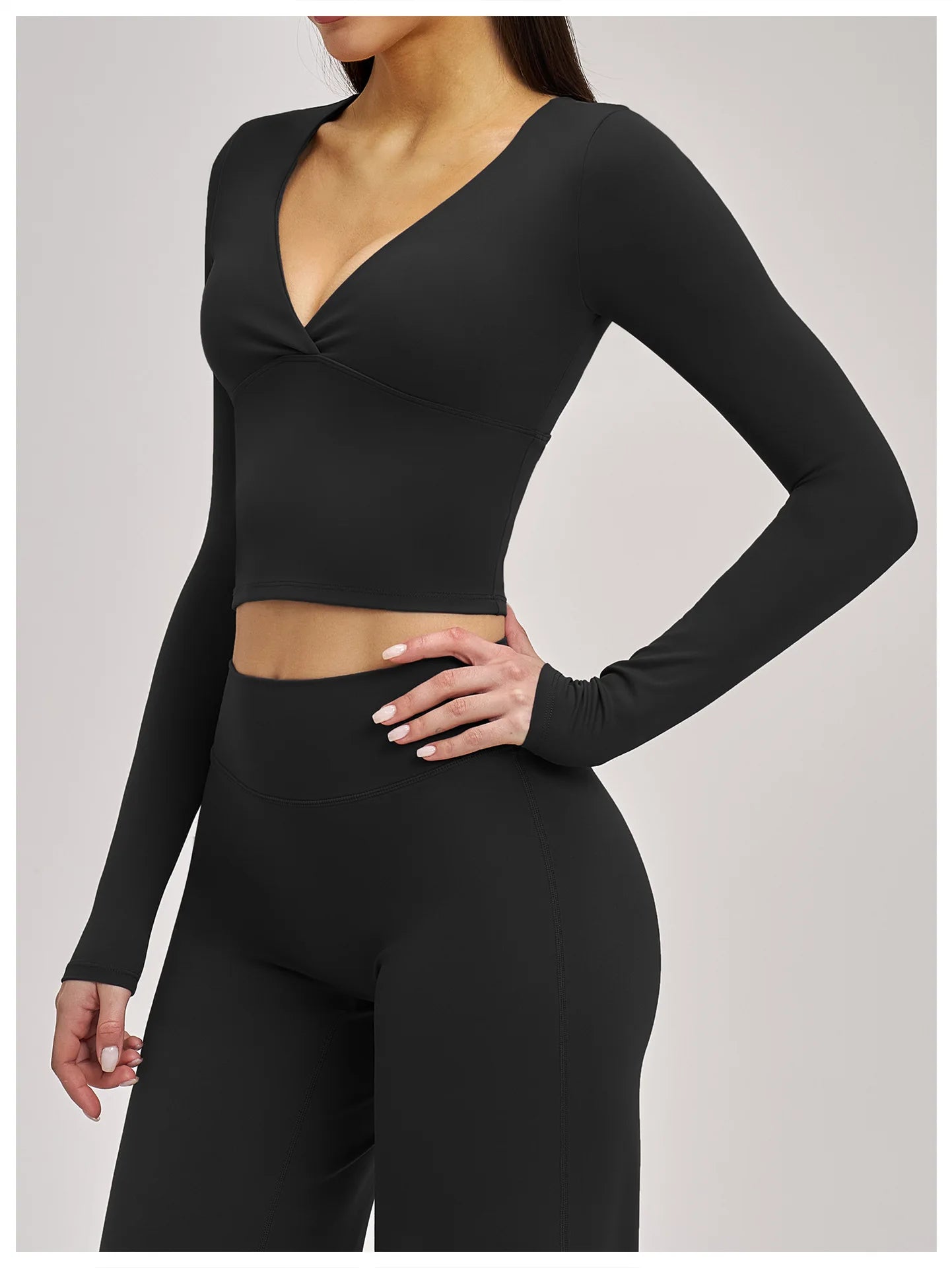 JUREN Yoga Long Sleeve Workout Top Gym Pilates Clothes Women Active Wear Sports Shirt Elastic Fitness Yoga Casual Running Shirts