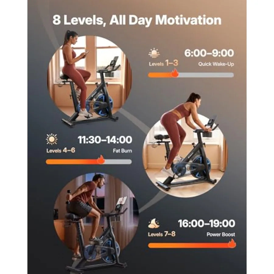 Magnetic Exercise Bike Low Noise Stationary Bike for Home with Comfortable Seat Cushion Spinning Bike with 330 lb Weight Capaci