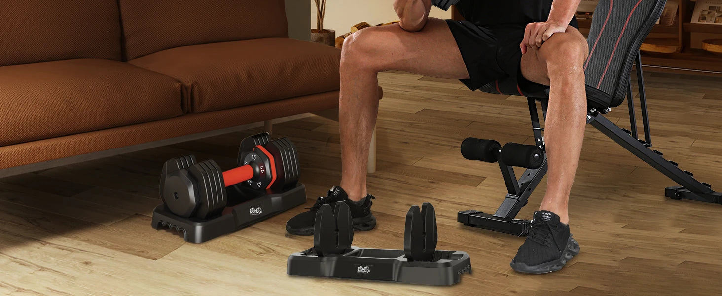 FEIERDUN Adjustable Dumbbells Set, 5LB to 25LB Dumbbell Pair,Home Gym 50lbs, Anti-Slip Handle for Exercise Equipment