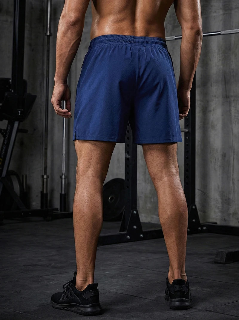 Men's Gym Workout Running Shorts with Zipper Pockets Mesh Liner Summer Sports Athletic Quick Dry Stretchy Shorts Swim Trunks