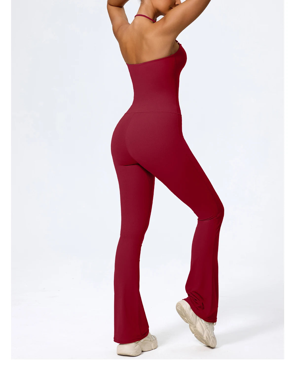 Ctenkevet New Women Sleeveless Hang Neck Jumpsuit Backless Flared Activewear Female Yoga Clothes Sport Outfit For Woman Overalls