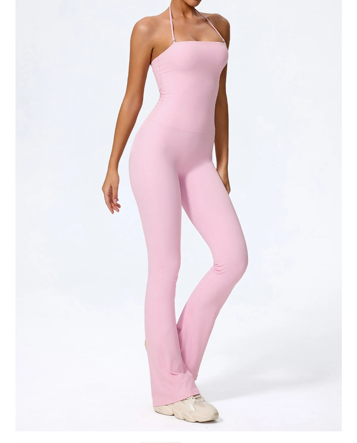 Ctenkevet New Women Sleeveless Hang Neck Jumpsuit Backless Flared Activewear Female Yoga Clothes Sport Outfit For Woman Overalls