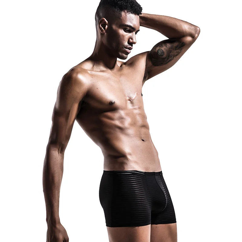 Men's Underwear Shorts L-3XL Breathable Mesh Boxer Lingeries Anti-Chafing Comfy Briefs U Pouch Solid Under Panties Plus sIZE
