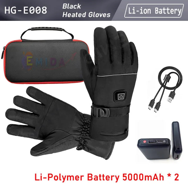 HG08 Outdoor Electric Heating Gloves Waterproof Guantes Touch Screen Li-Polymer Battery Riding Hiking Camping Motorbike Racing