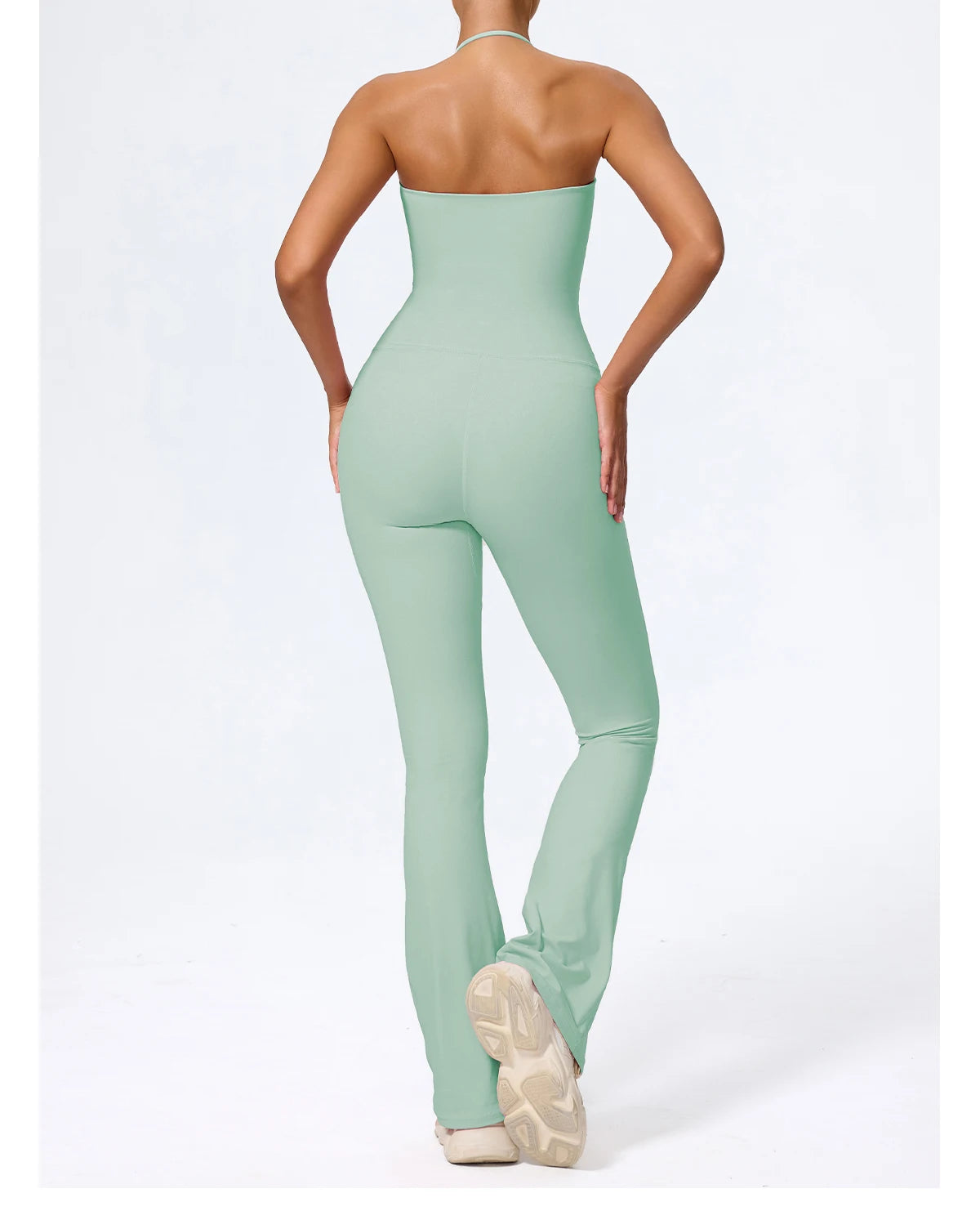 Ctenkevet New Women Sleeveless Hang Neck Jumpsuit Backless Flared Activewear Female Yoga Clothes Sport Outfit For Woman Overalls
