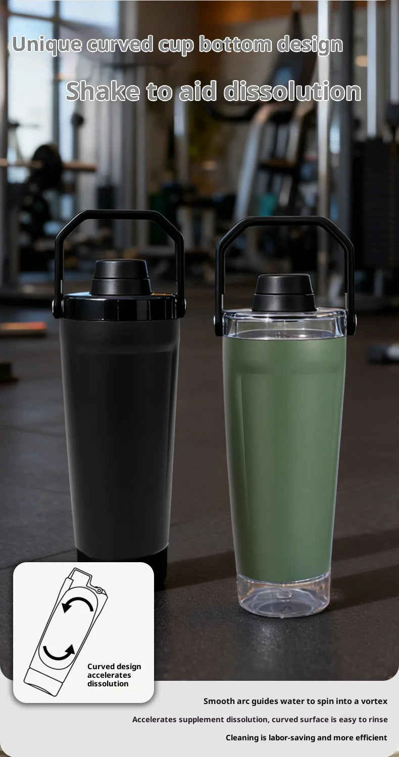 New Double-layer Protein Powder Shaker Cup, 304 Stainless Steel Insulated Sports and Gym Water Cup with Storage Compartment