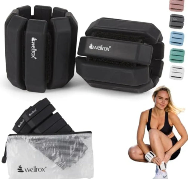 Weighted Bangles Adjustable Ankle and Wrist Weights for Women Men Set of 2 lbs 1 lb Each Black Ideal for Pilates Yoga R