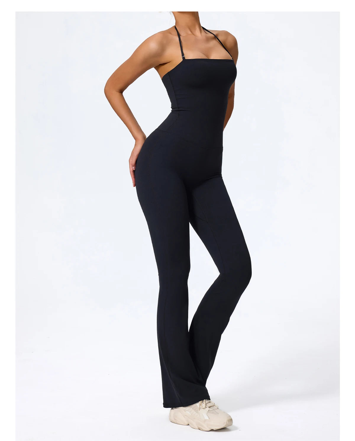 Ctenkevet New Women Sleeveless Hang Neck Jumpsuit Backless Flared Activewear Female Yoga Clothes Sport Outfit For Woman Overalls