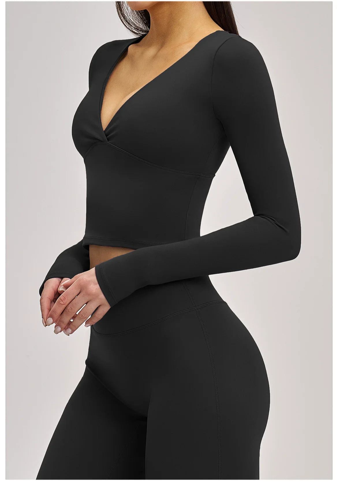 JUREN Yoga Long Sleeve Workout Top Gym Pilates Clothes Women Active Wear Sports Shirt Elastic Fitness Yoga Casual Running Shirts