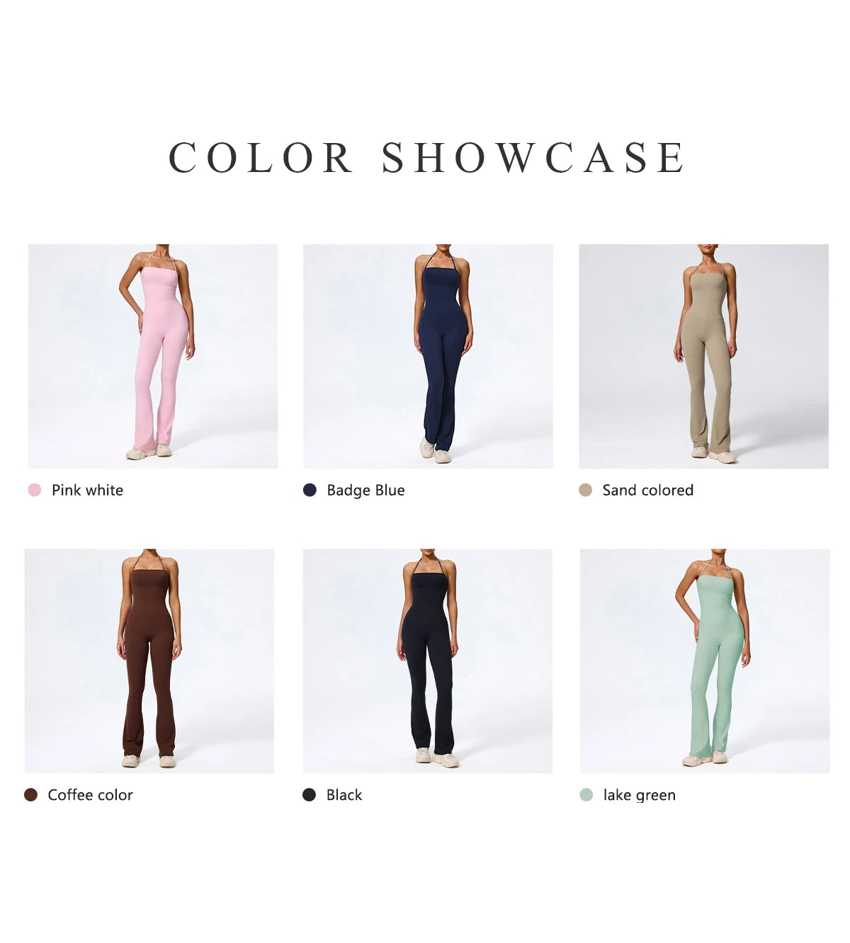 Ctenkevet New Women Sleeveless Hang Neck Jumpsuit Backless Flared Activewear Female Yoga Clothes Sport Outfit For Woman Overalls