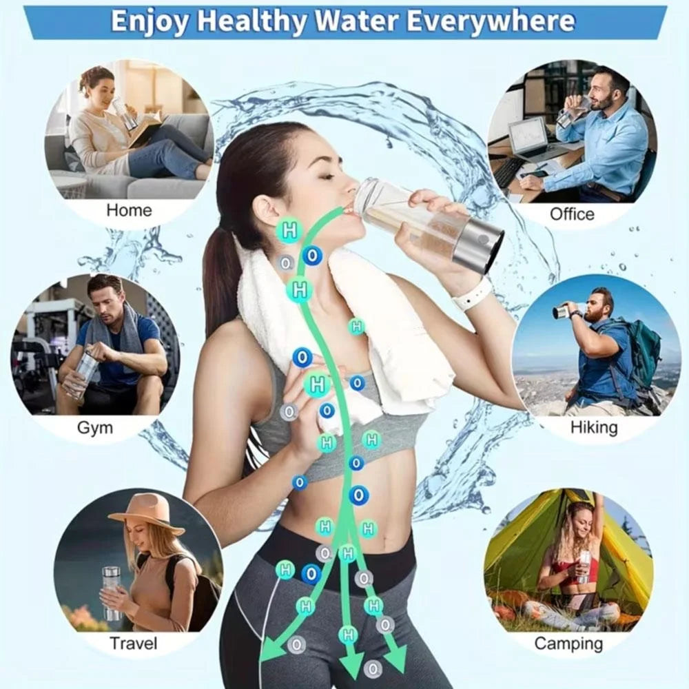 420ML Smart Portable Alkaline Water Bottle, Rechargeable Hydrogen Ionizer Generator with pH Tester for Healthy Drinking Anywhere