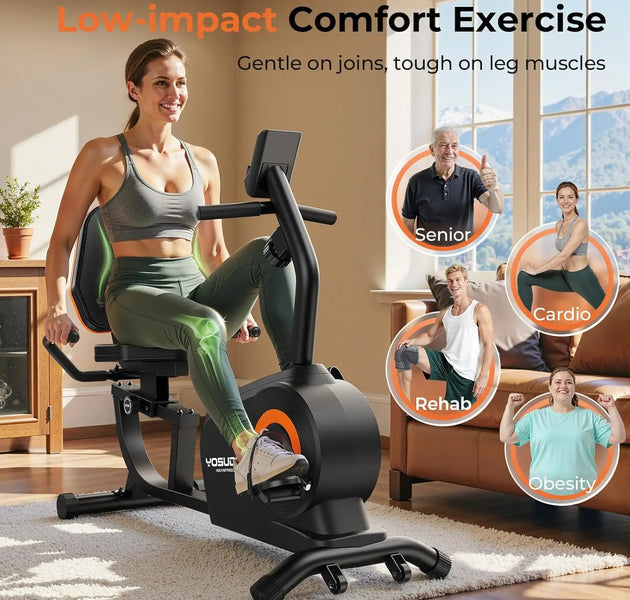 YOSUDA Recumbent Exercise Bike for Home,Magnetic Staionary Bike with Adjustable Seat,350LB Capacity,LCD Monitor
