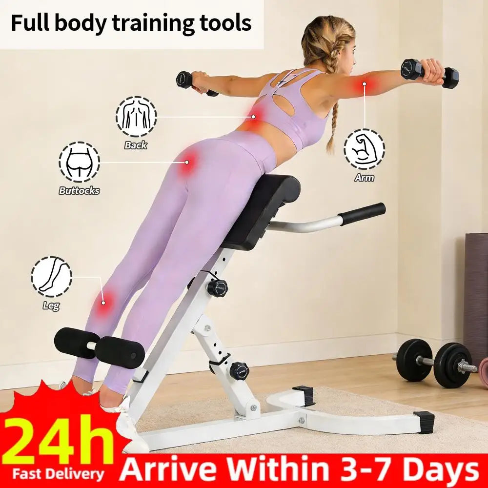 Roman Chair Foldable Multi-Functional Weight Bench Adjustable Multi-Purpose Workout Equipment for Home Gym
