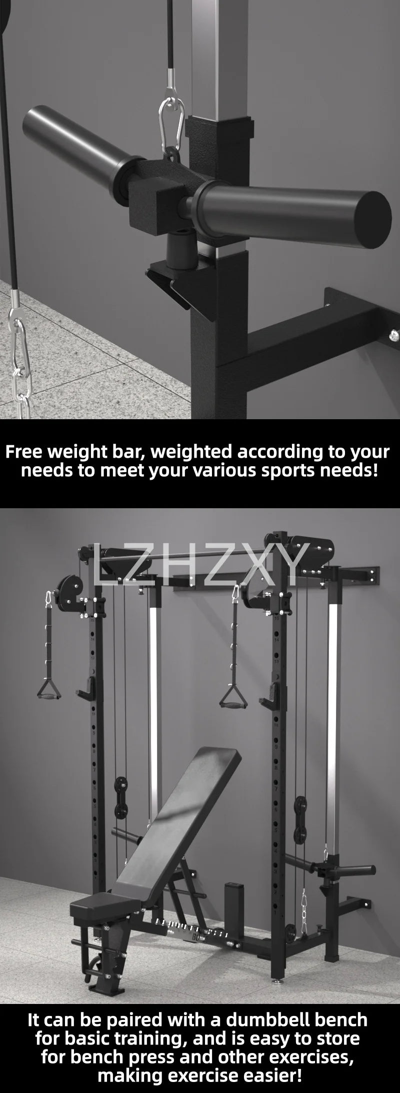 Foldable squat rack wall bird comprehensive trainer free bench press high pull-down Large Fitness Equipment Integrated