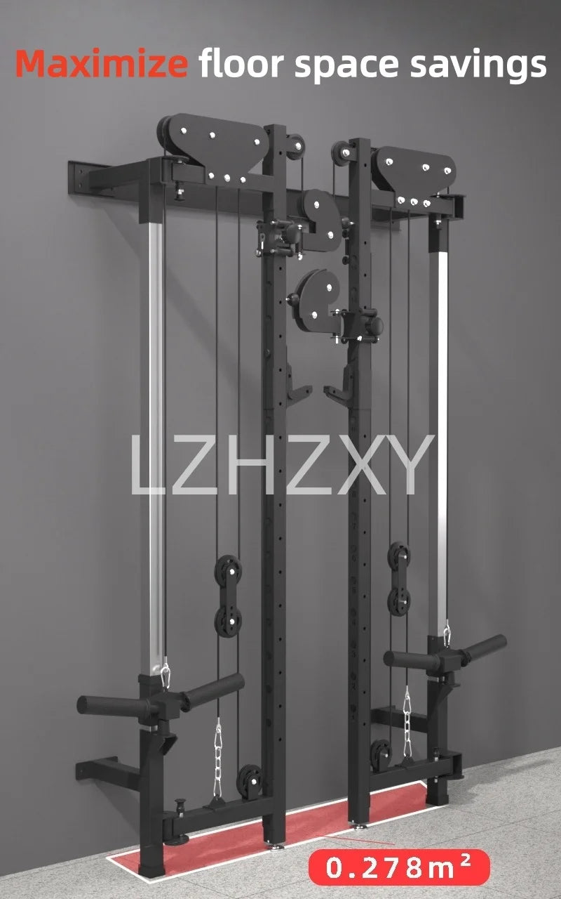 Foldable squat rack wall bird comprehensive trainer free bench press high pull-down Large Fitness Equipment Integrated