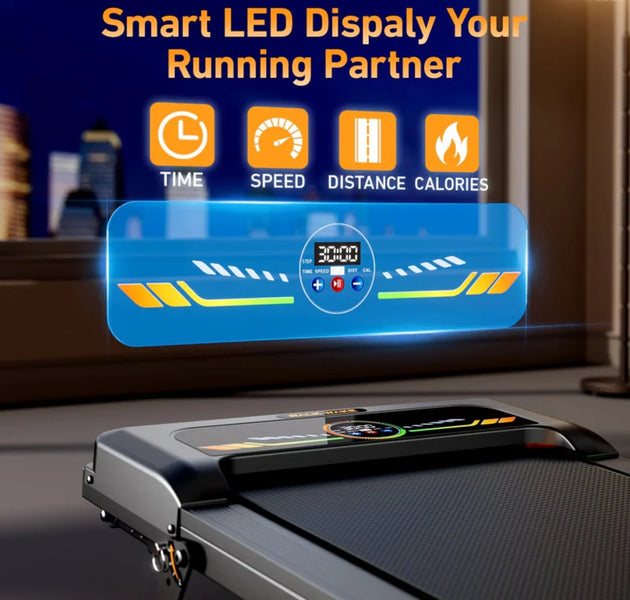 Portable Incline Walking Pad - 330lb Capacity, 2.5HP Under Desk Treadmill with LED Display & Remote Control