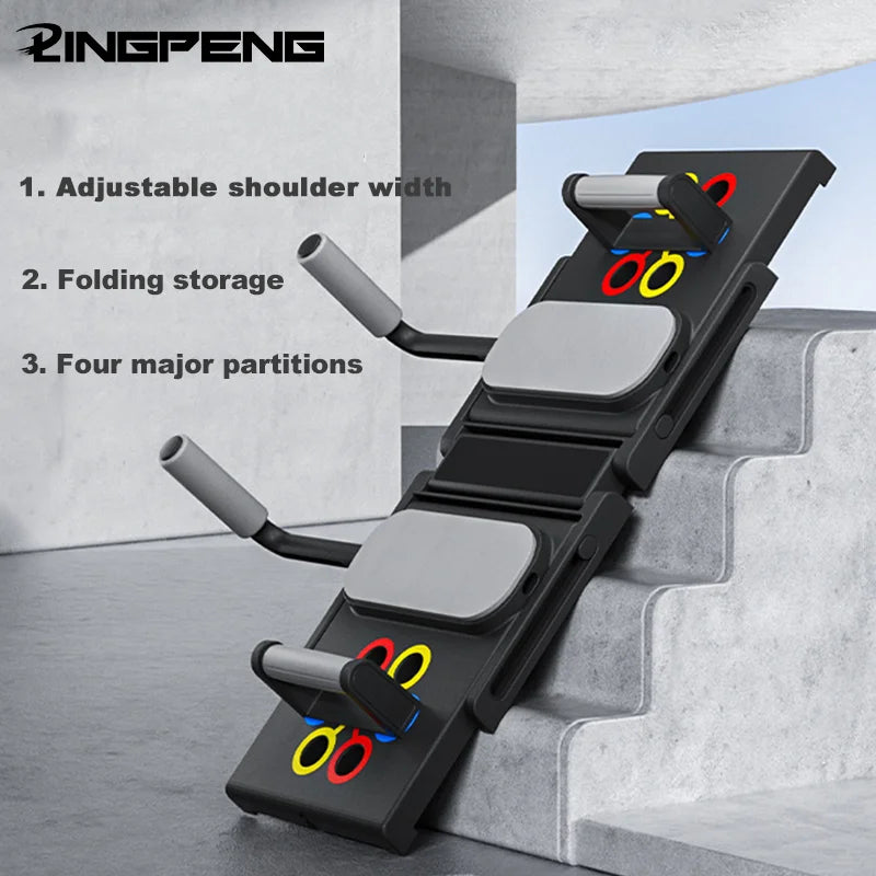 Portable Multifunctional Push-up Board Set With Handles Foldable Fitness Equipment For Chest Abdomen Arms And Back Training