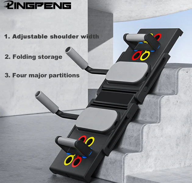 Portable Multifunctional Push-up Board Set With Handles Foldable Fitness Equipment For Chest Abdomen Arms And Back Training