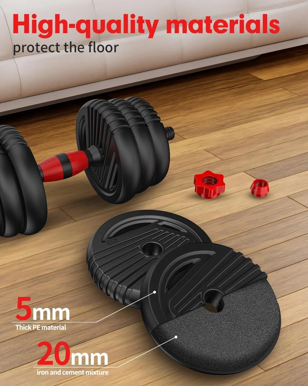 Adjustable 4-in-1 Dumbbell Set 20-90lbs, Home Gym Equipment for Men & Women