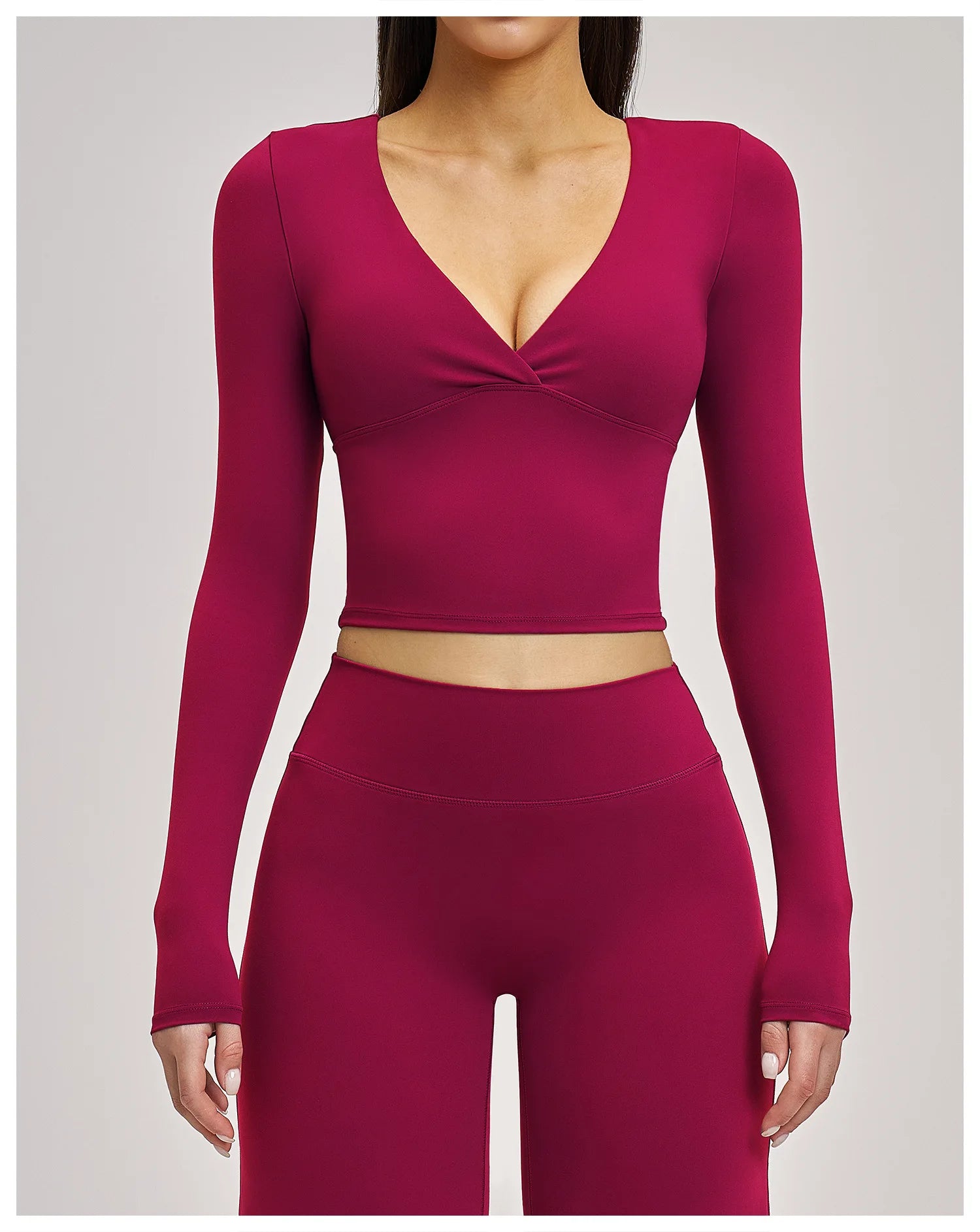 JUREN Yoga Long Sleeve Workout Top Gym Pilates Clothes Women Active Wear Sports Shirt Elastic Fitness Yoga Casual Running Shirts