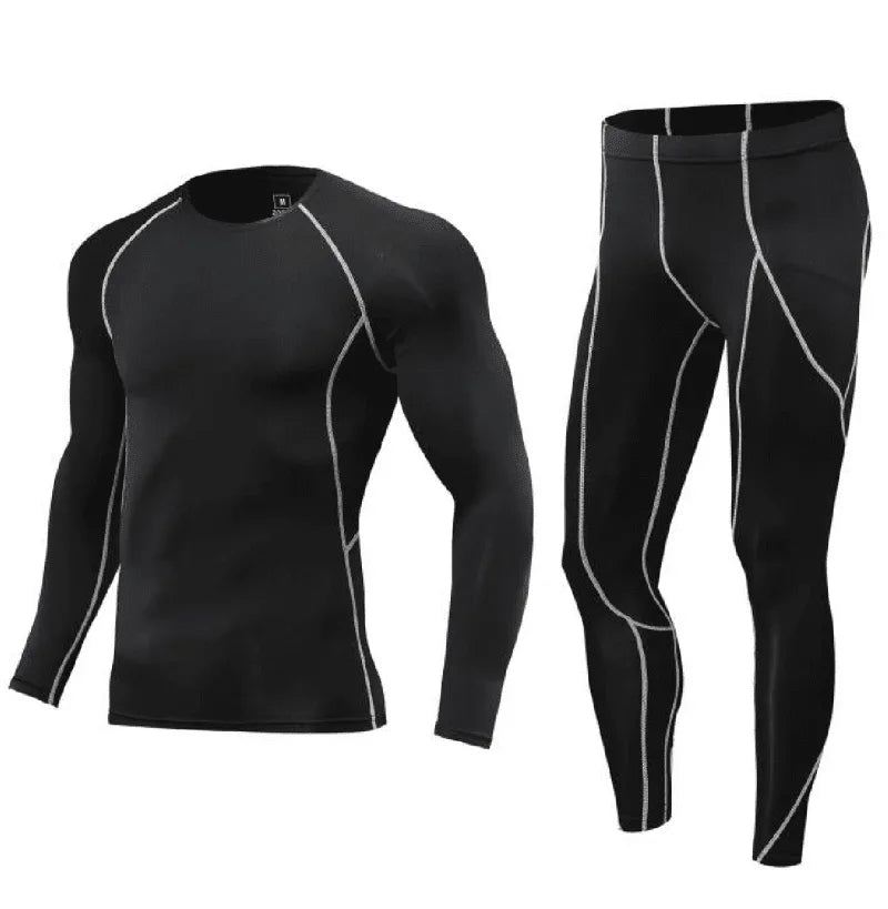 Men's Bodybuilding Activewear Fitness Suit with Elastic Compression Tights Slim Fit Workout Pants and Gym Muscle Boosting Runnin