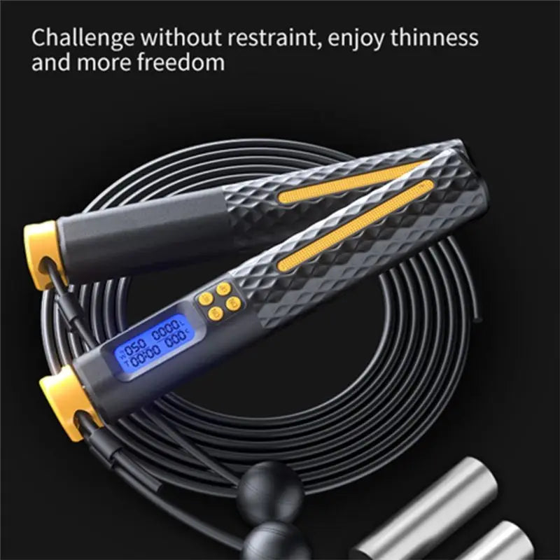 【New User-Coupon!】2 In 1 Multifun Skipping Rope Adult Smart Counting Skipping Rope Non-Slip Handles Jumps Black