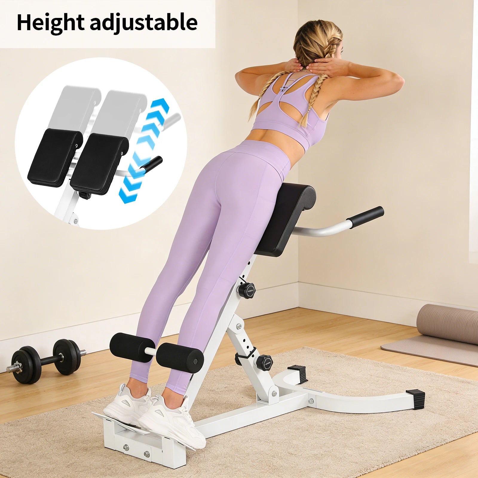Roman Chair Foldable Multi-Functional Weight Bench Adjustable Multi-Purpose Workout Equipment for Home Gym