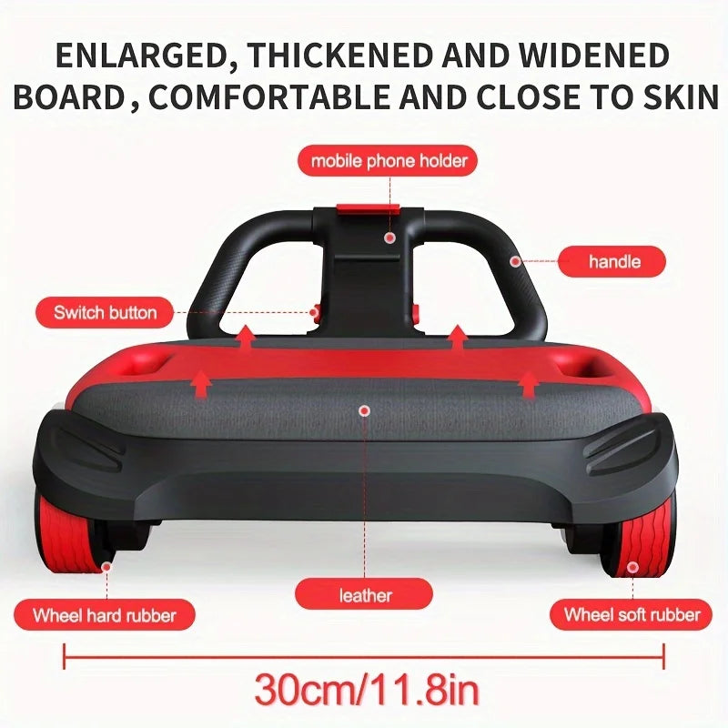 Automatic Rebound Ab Roller Wheel with Elbow Support 4-Wheel Core Exercise Tool Home Gym Abdominal Wheel Foldable Double Grip