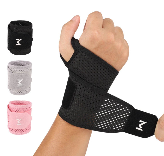 2pcs Adjustable Wrist Strap Sports Wrist Support Brace Black Weightlifting Wristband For Men & Women Badminton Tennis Gym
