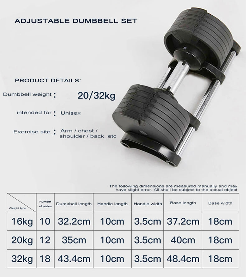 Adjustable Round Dumbbell Set, Second Generation, 2kg Increase, 24kg, 36kg, Fitness, Newly Upgraded