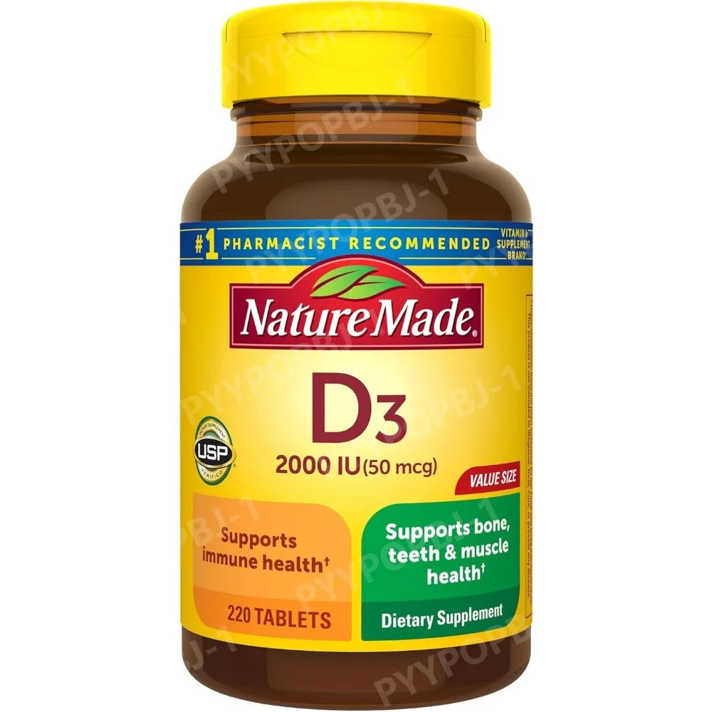 Vitamin D3 2000 IU (50 Mcg), Vitamin D Supplement for Bone, Teeth, Muscle and Immune Health Support, 220 Tablets, 22