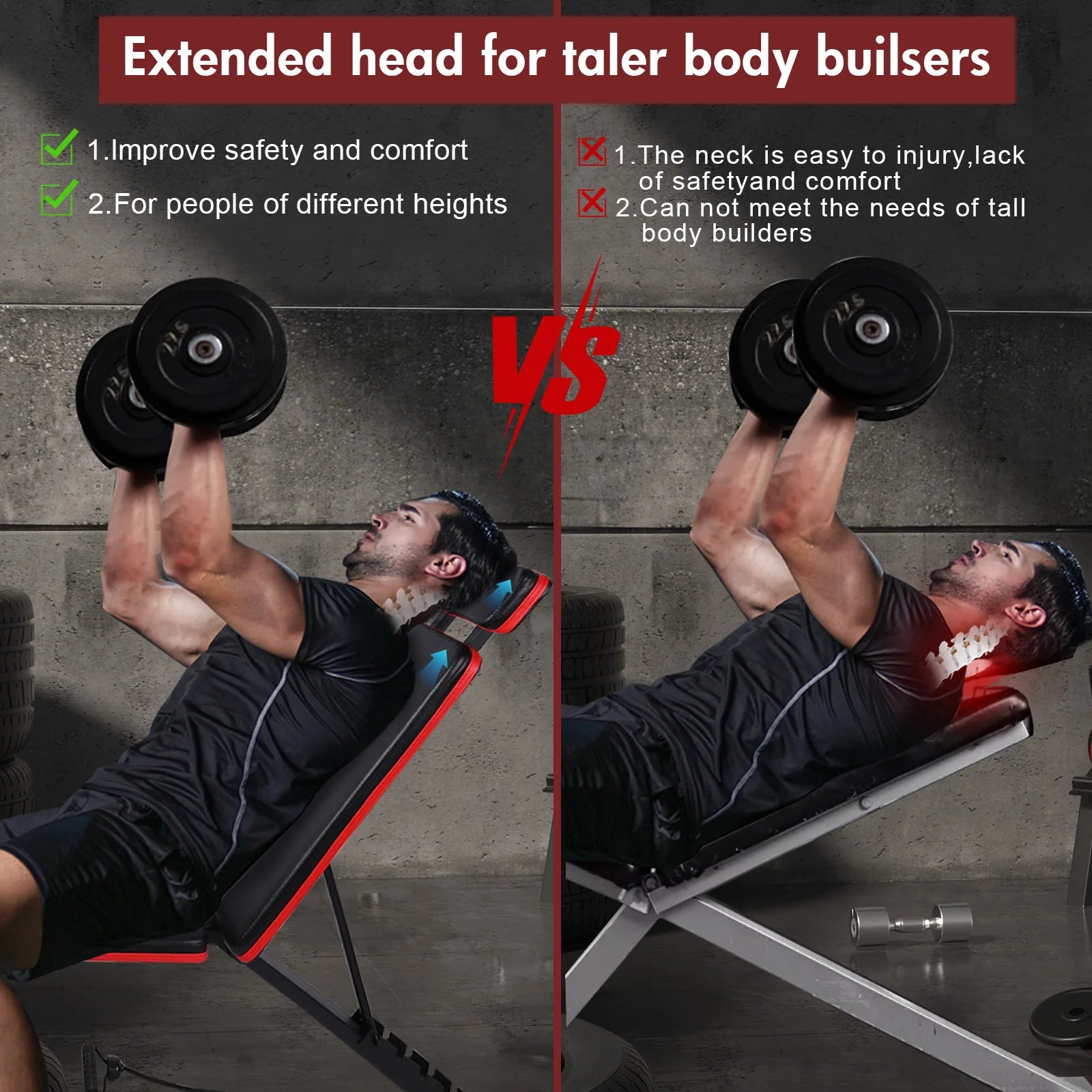 7-Level Foldable Adjustable Weight Dumbbell Bench Incline Multifunctional Bench/Headrest Leg Extended 770 lbs for Home Workouts