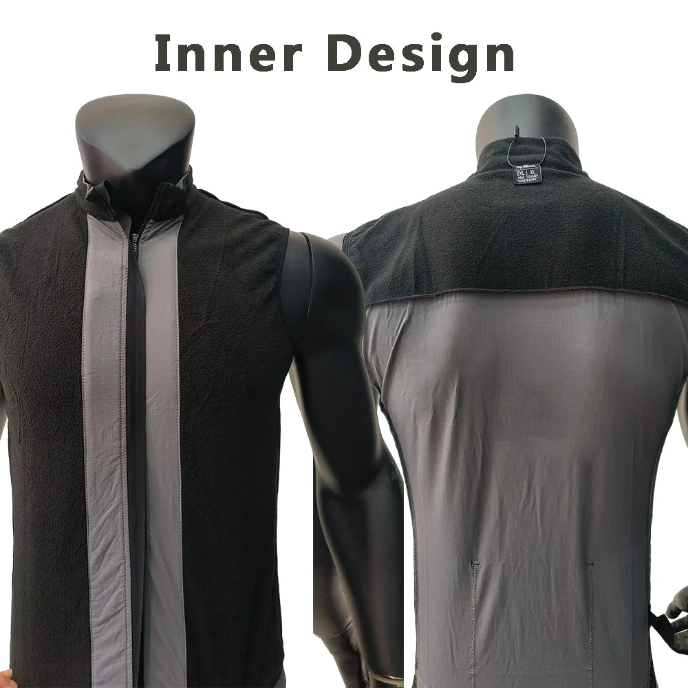 YKYW Cycling Vest Winter Waterproof Fleece Liner Rear Anti-slip Gripper Thermal Windproof Moisture Wicking 4 Pockets 7 color